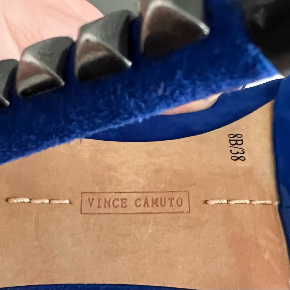 Vince Camuto Deba Lapis Blue Platform Studded Suede Shoe Size 38/8 - Picture 9 of 14